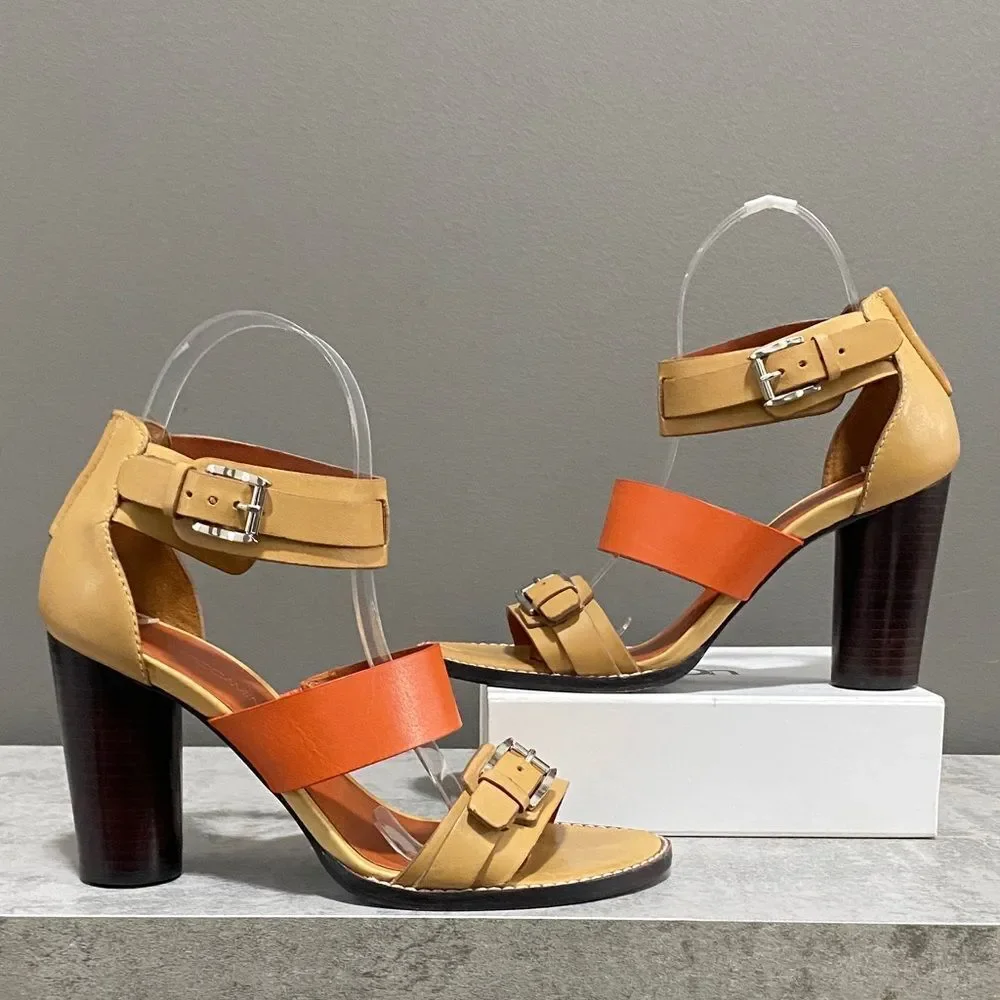 Rebecca Minkoff Double Strap Block Heel Open Toe Sandals/Heels Size 7